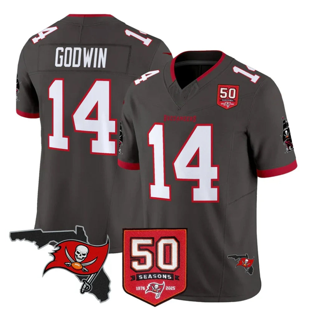 TB.Buccaneers #14 Chris Godwin Jr. Player Pewter Limited 2026 Season Vapor F.U.S.E. Home Game Ldoa Stitched Jerseys