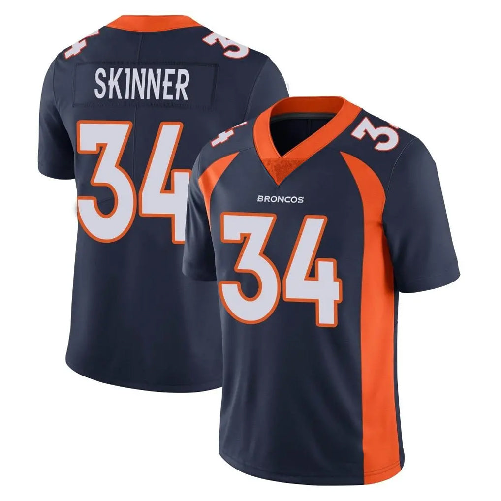 D.Broncos #34 JL Skinner Player Navy Vapor Untouchable Limited Game Ldoa Stitched Jerseys