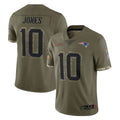 NE.Patriots #10 Drake Maye Player Olive Salute To Service Limited Ldoa Stitched Jerseys