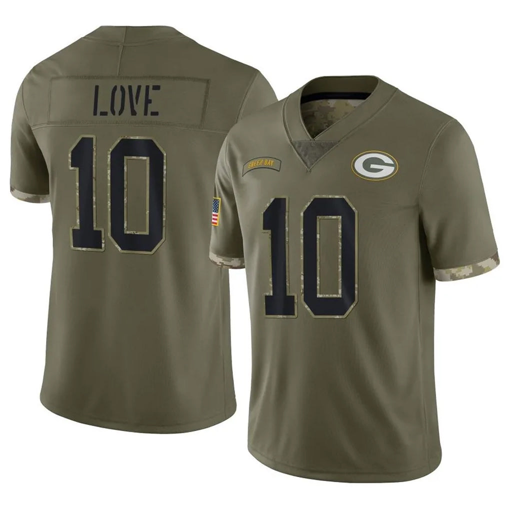 GB.Packers #10 Jordan Love Player Olive Salute To Service Limited Ldoa Stitched Jerseys