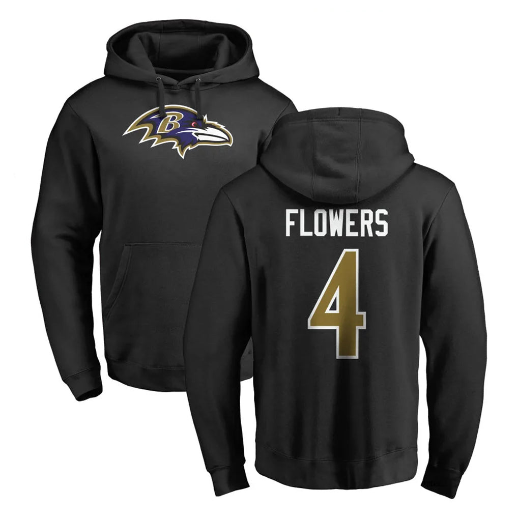 B.Ravens #4 Zay Flowers Player Black Pullover Hoodie Ldoa Stitched Jerseys