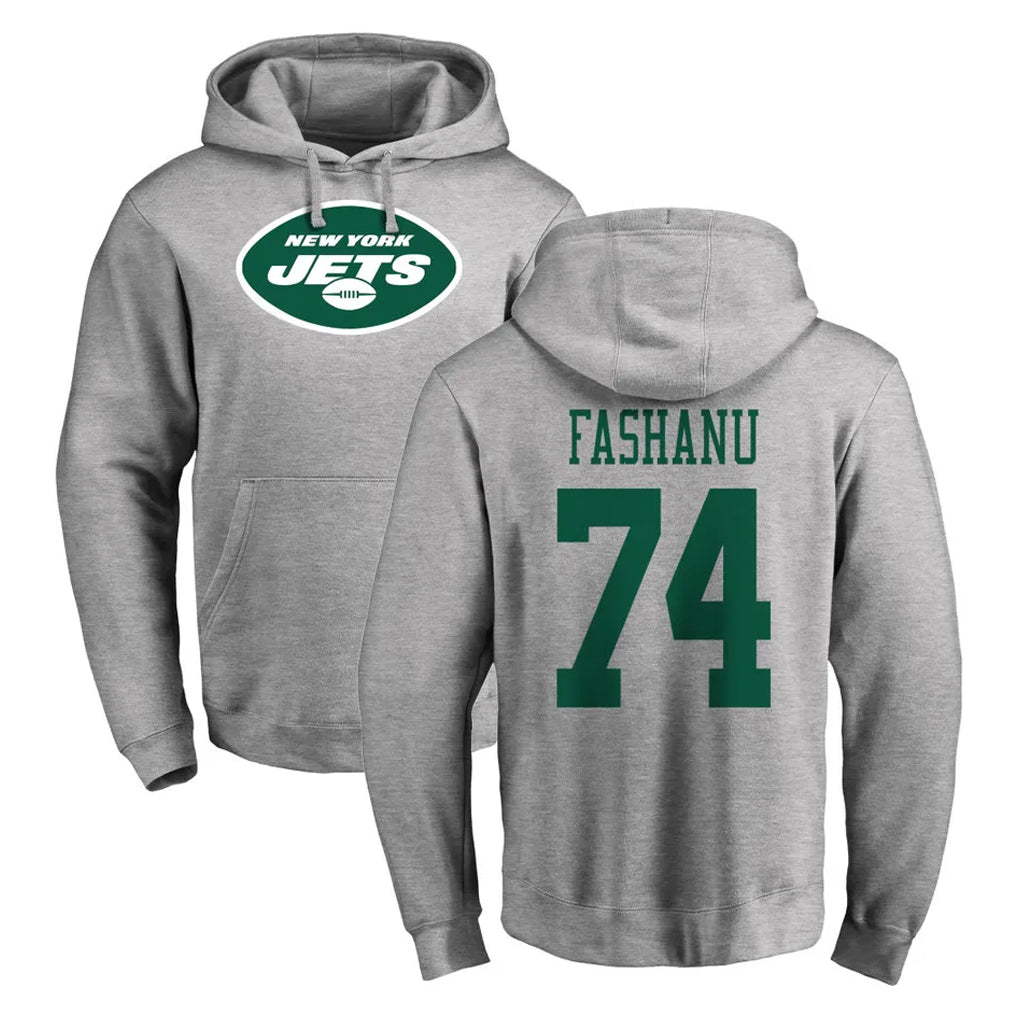 NY.Jets #74 Olu Fashanu Player Gray LOGO Pullover Hoodies Limited Game Ldoa Stitched Jerseys