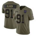 B.Bills #91 Ed Oliver Player Olive Salute To Service Limited Game Xdoa Stitched Jerseys