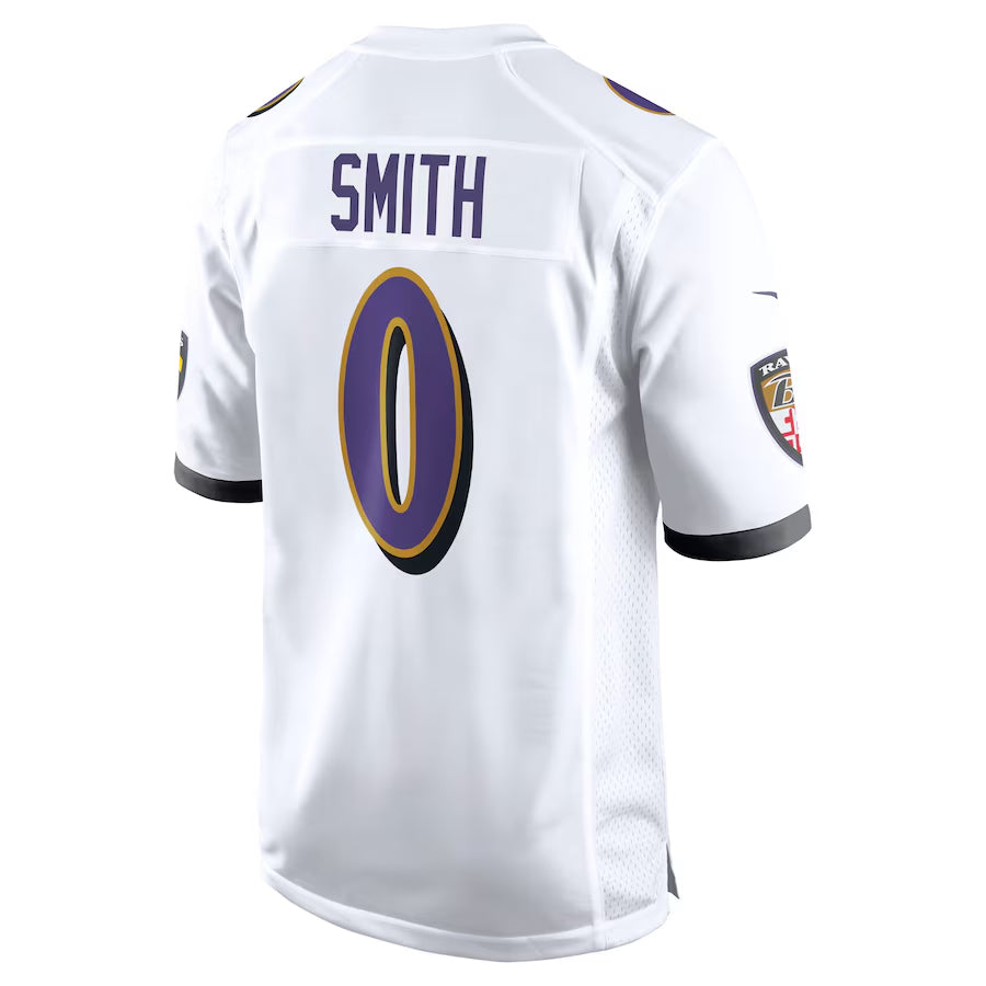 B.Ravens #0 Roquan Smith Player White Alternate Home Game Ldoa Stitched Jerseys