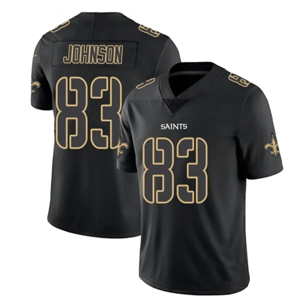 NO.Saints #83 Juwan Johnson Player Black Impact Limited Home Game Ldoa Stitched Jerseys