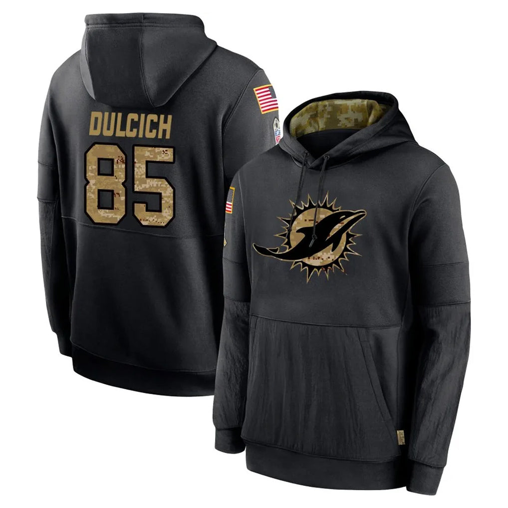 M.Dolphins #85 Greg Dulcich Player Black Salute to Service Hoodies Limited Game Ldoa Stitched Jerseys