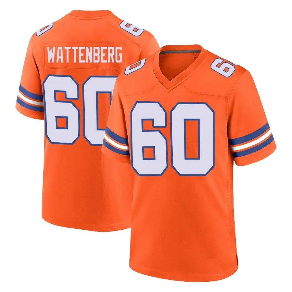 D.Broncos #60 Luke Wattenberg Player Orange Alternate Collection Throwback Game Ldoa Stitched Jerseys