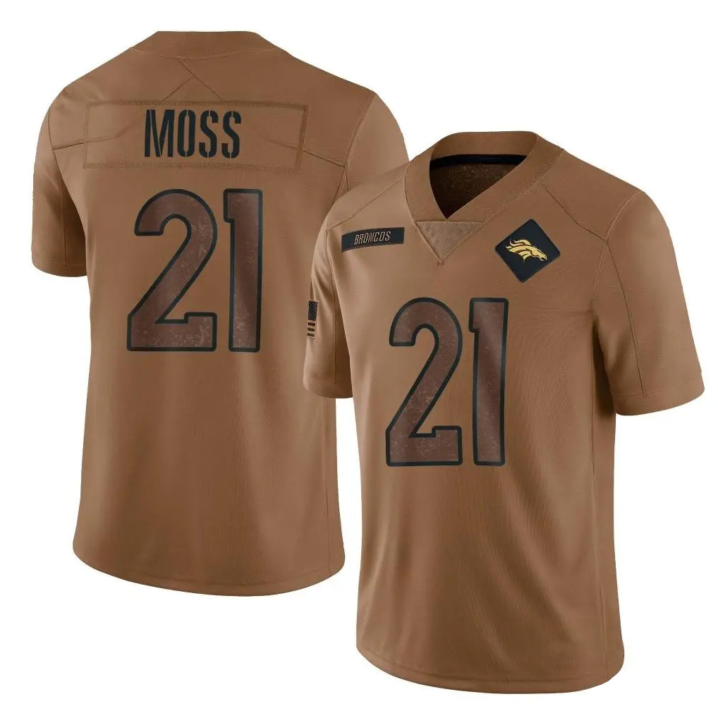 D.Broncos #21 Riley Moss Player Brown Salute To Service Limited Ldoa Stitched Jerseys