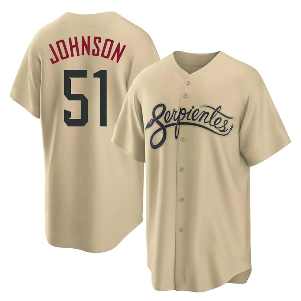 A.Diamondbacks #51 Randy Johnson Player Tan City Connect Home Game Ldoa Stitched Jerseys