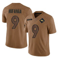 D.Broncos #9 Talanoa Hufanga Player Brown Salute To Service Limited Ldoa Stitched Jerseys