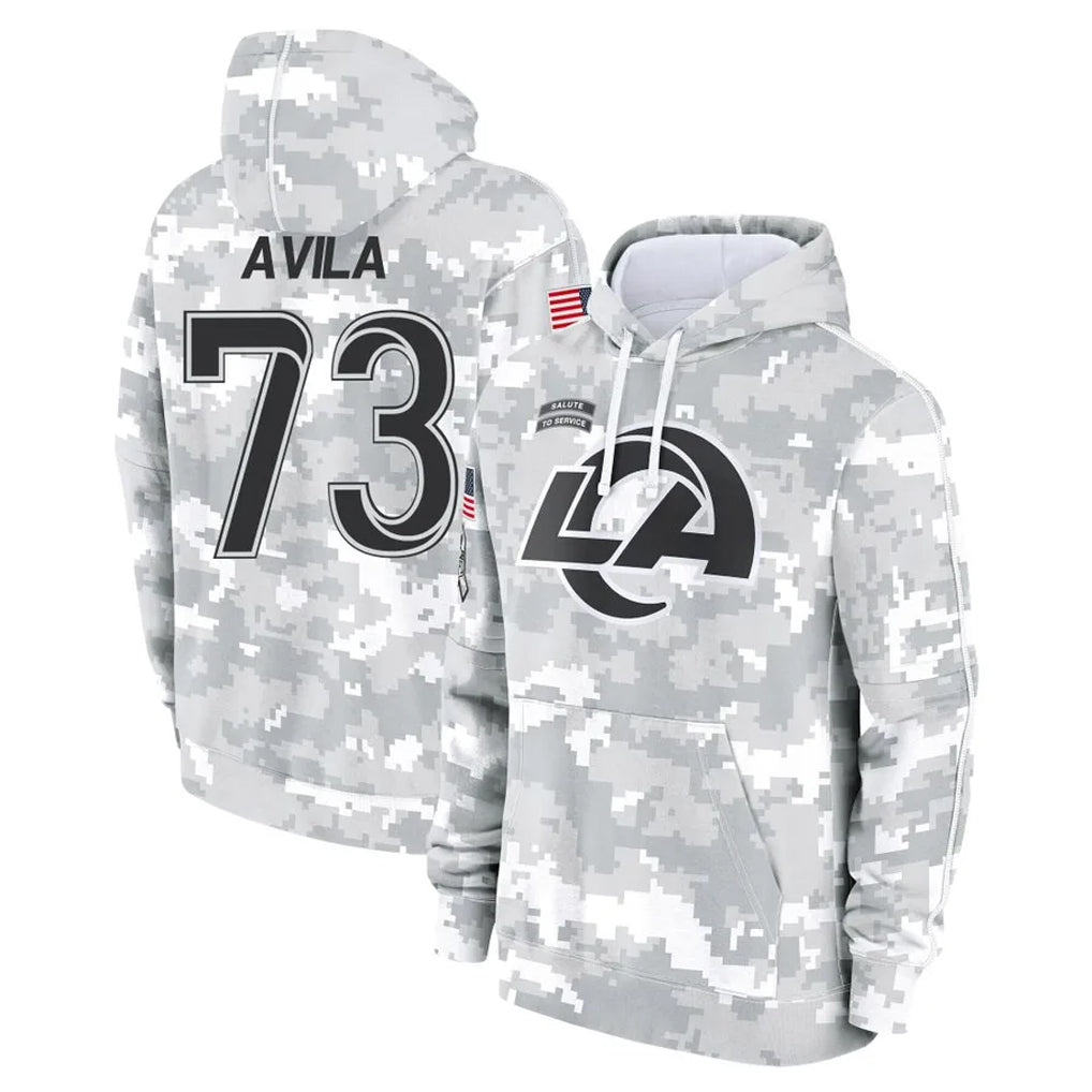 LA.Rams #73 Steve Avila Player Arctic Camo Salute to Service Hoodies Limited Game Ldoa Stitched Jerseys