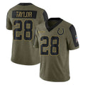 IN.Colts #28 Jonathan Taylor Player Olive Salute To Service Limited Game Ldoa Stitched Jerseys