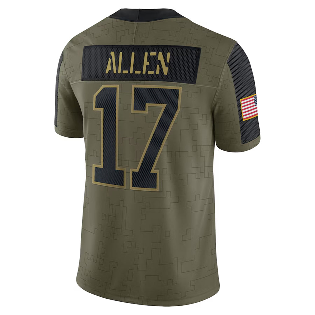 B.Bills #17 Josh Allen Player Olive Salute To Service Limited Home Game Ldoa Stitched Jerseys