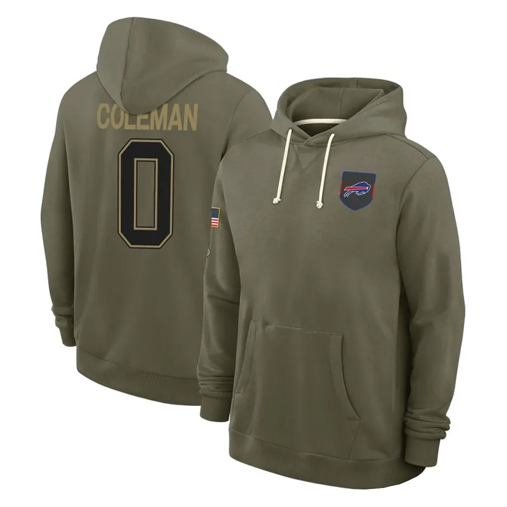B.Bills #0 Keon Coleman Player Olive Salute To Service Hoodies Game Ldoa Stitched Jerseys