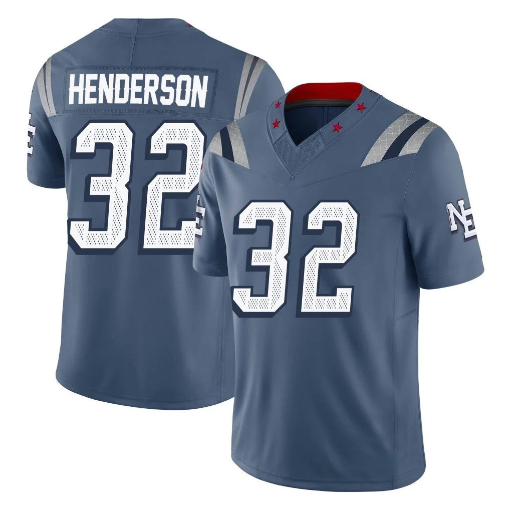 NE.Patriots #32 TreVeyon Henderson Player Blue Limited Rivalries Collection Home Game Ldoa Stitched Jerseys