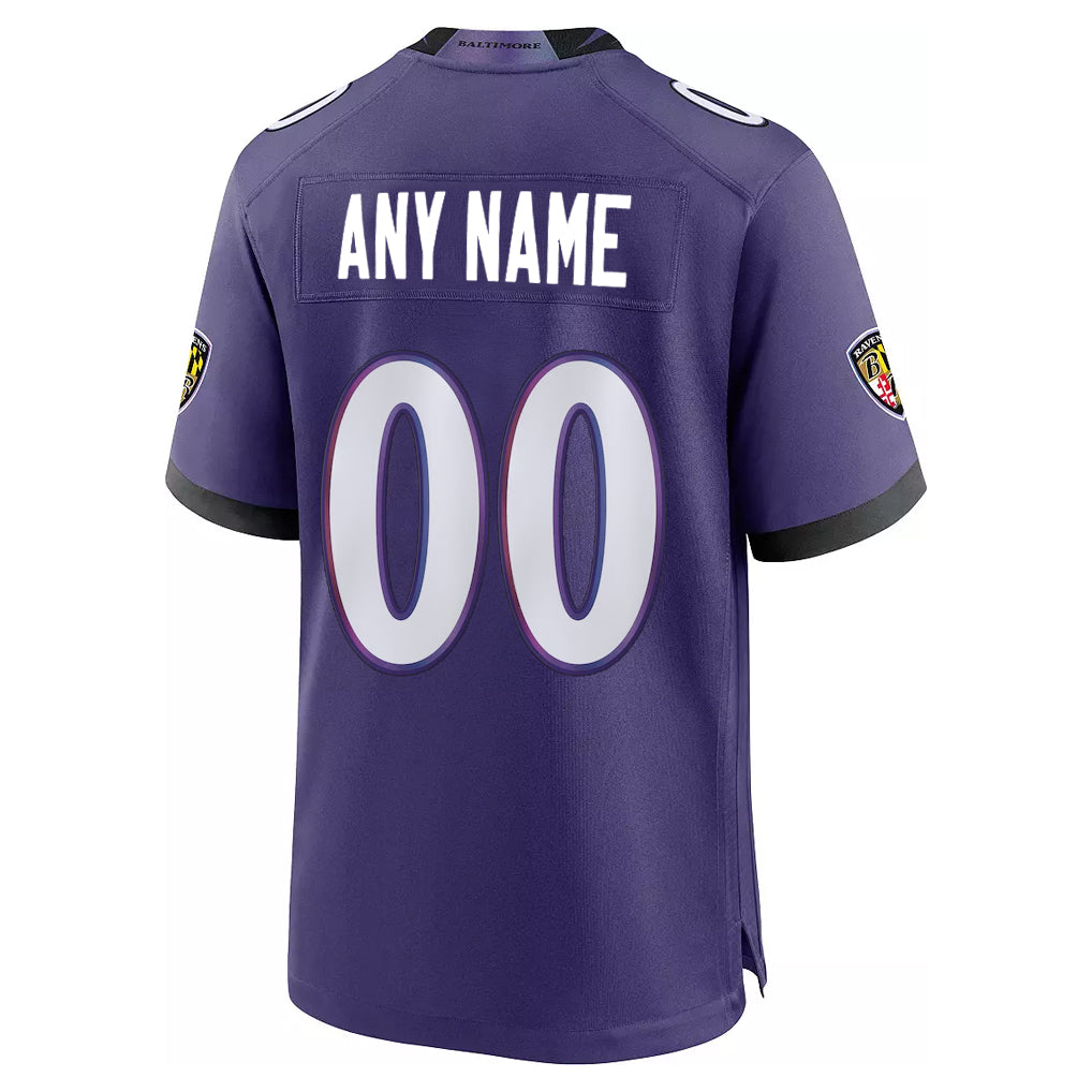 Custom B.Ravens Purple Home Game Any Name & Numbers Ldoa Stitched Jerseys