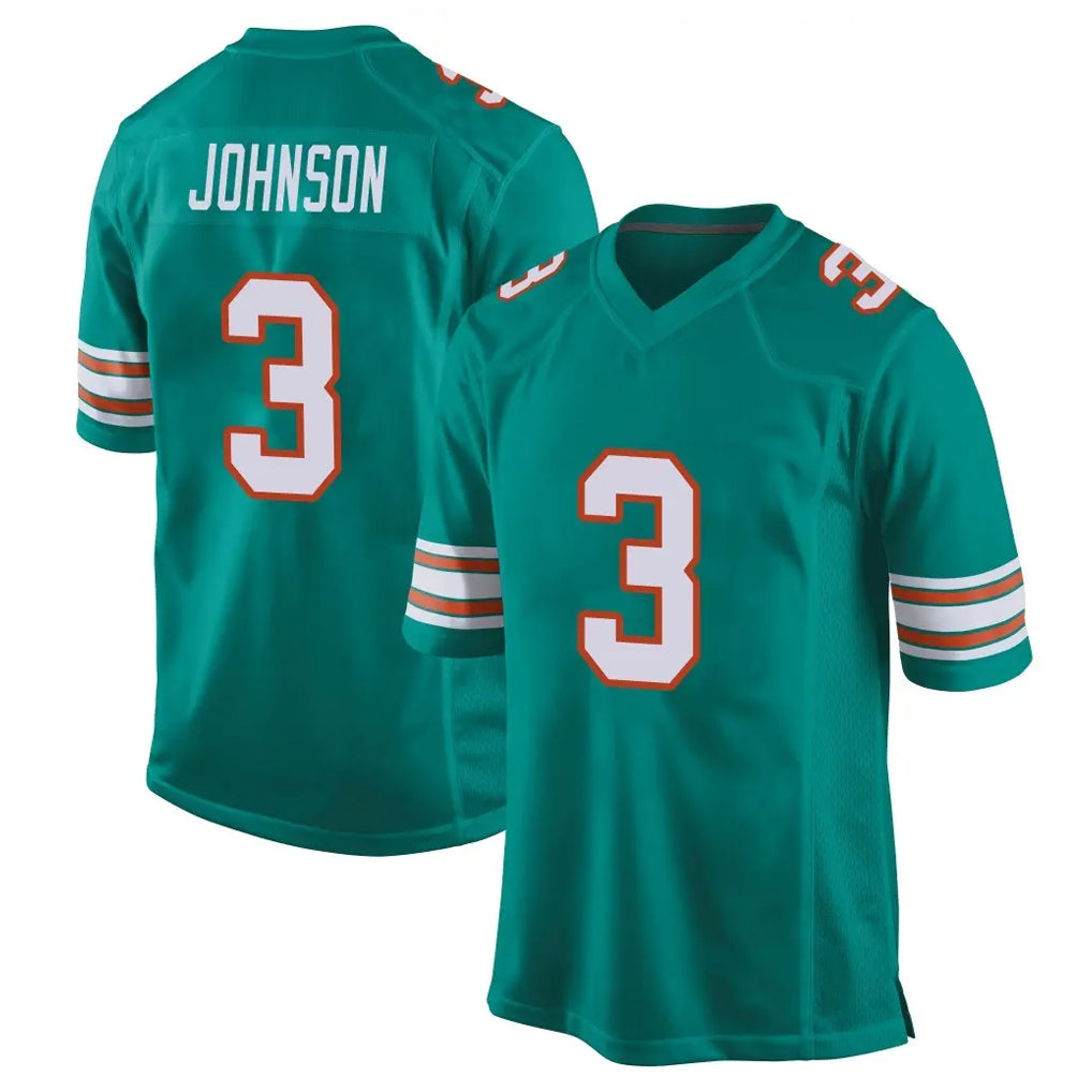 M.Dolphins #3 Chris Johnson Player Aqua Alternate Home Game Ldoa Stitched Jerseys