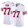 SF.49ers #77 Dominick Puni Player White Limited Vapor F.U.S.E. Home Game Ldoa Stitched Jerseys