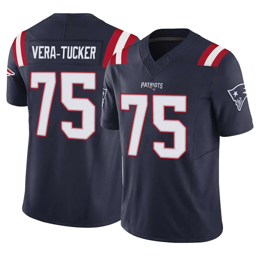 NE.Patriots #75 Alijah Vera-Tucker Player Navy Limited Vapor F.U.S.E. Home Game Ldoa Stitched Jerseys