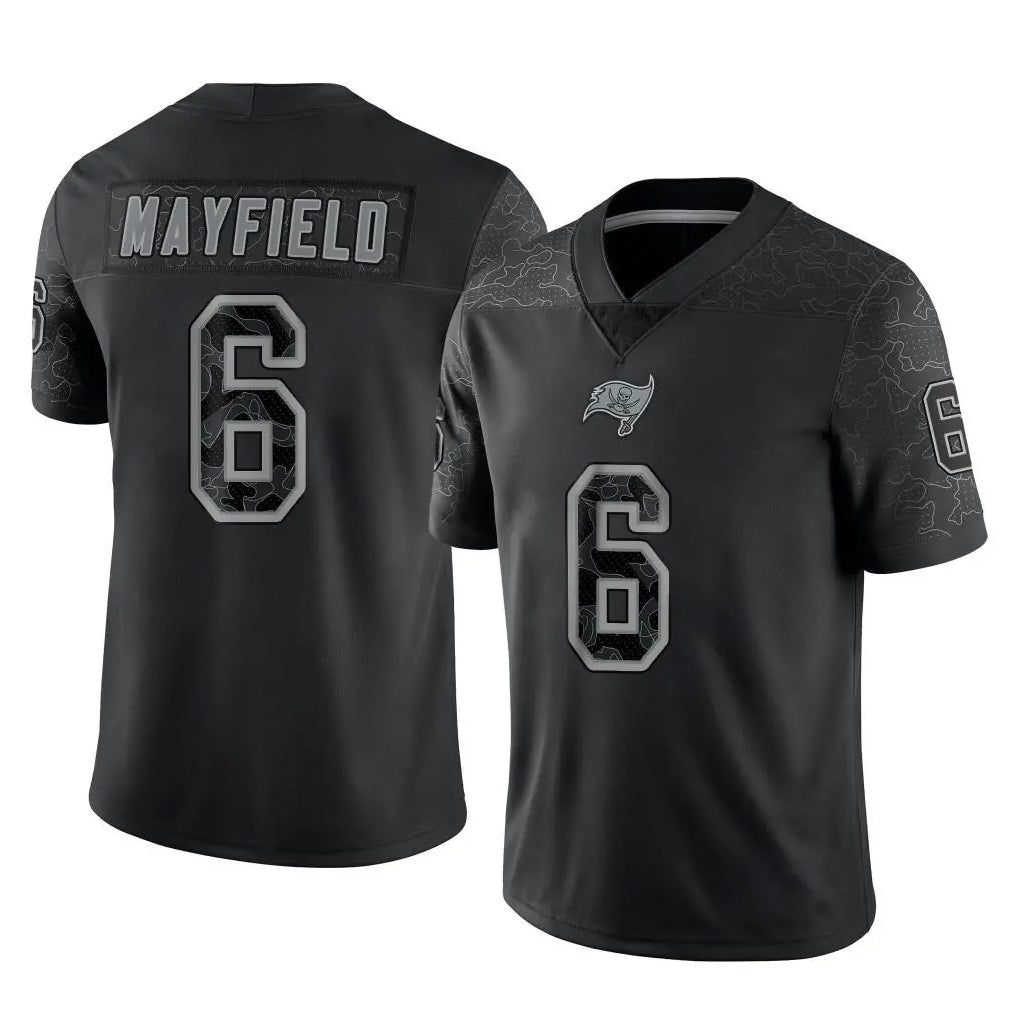 TB.Buccaneers #6 Baker Mayfield Player Black Reflective Limited Home Game Ldoa Stitched Jerseys