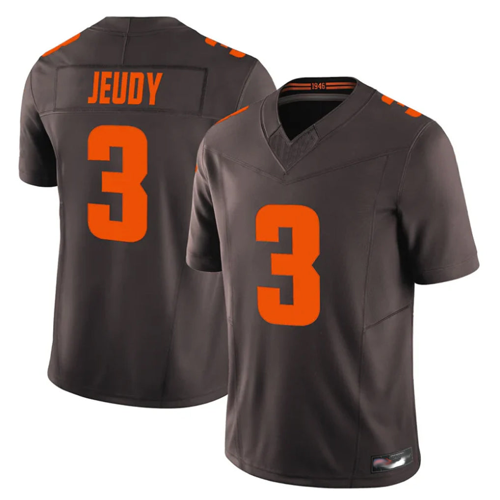 C.Browns #3 Jerry Jeudy Player Brown Limited Vapor F.U.S.E. Alternate Game Ldoa Stitched Jerseys
