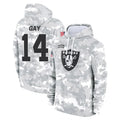 LV.Raiders #14 Matt Gay Player Arctic Camo Salute to Service Hoodies Limited Game Ldoa Stitched Jerseys