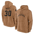LA.Chargers #30 Alec Ingold Player Brown Salute to Service Hoodies Limited Game Ldoa Stitched Jerseys