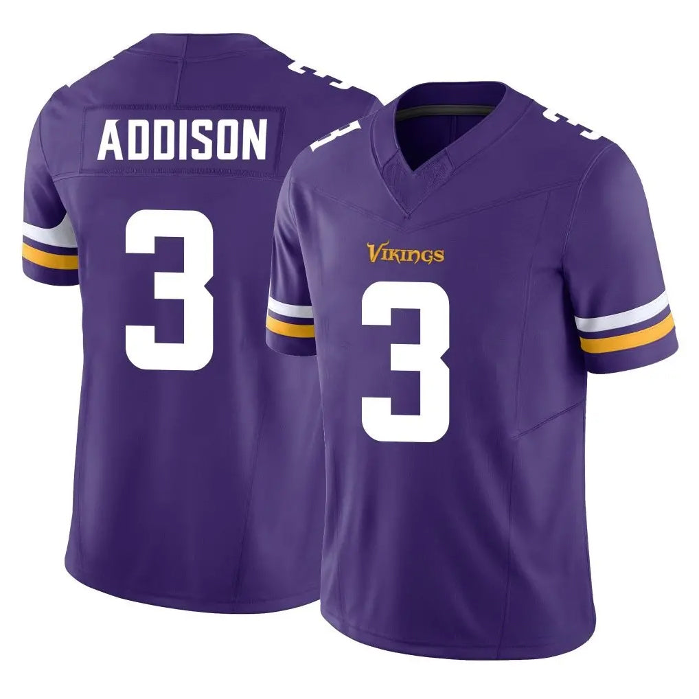 M.Vikings #3 Jordan Addison Player Purple Limited Vapor F.U.S.E. Home Game Ldoa Stitched Jerseys