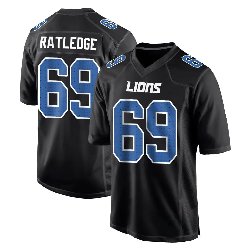 D.Lions #69 Tate Ratledge Player Black Fashion Home Game Ldoa Stitched Jerseys