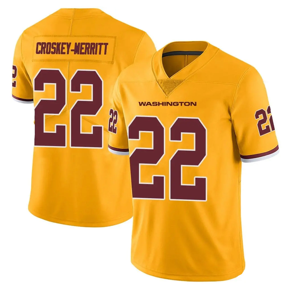 W.Commanders #22 Jacory Croskey-Merritt Player Gold Limited Color Rush Home Game Ldoa Stitched Jerseys