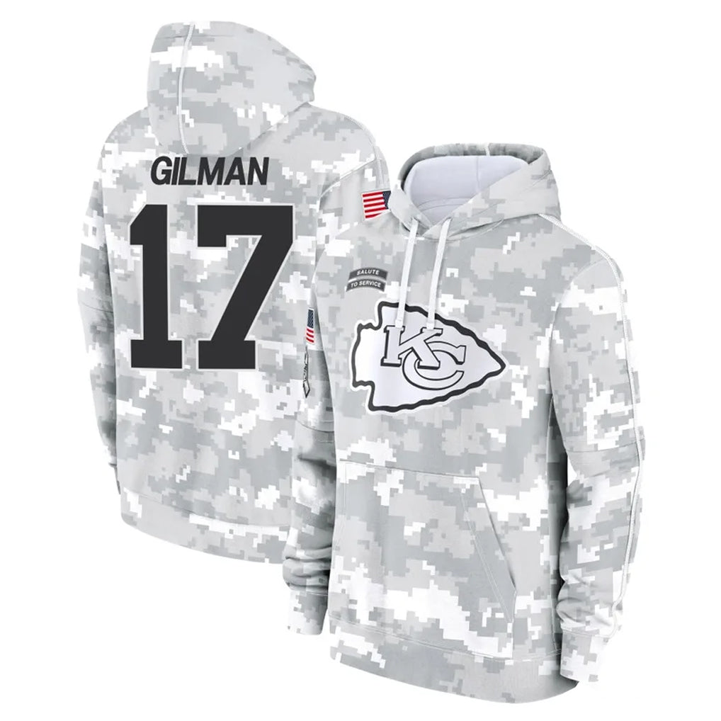 KC.Chiefs #17 Alohi Gilman Player Arctic Camo Salute to Service Hoodies Limited Game Ldoa Stitched Jerseys