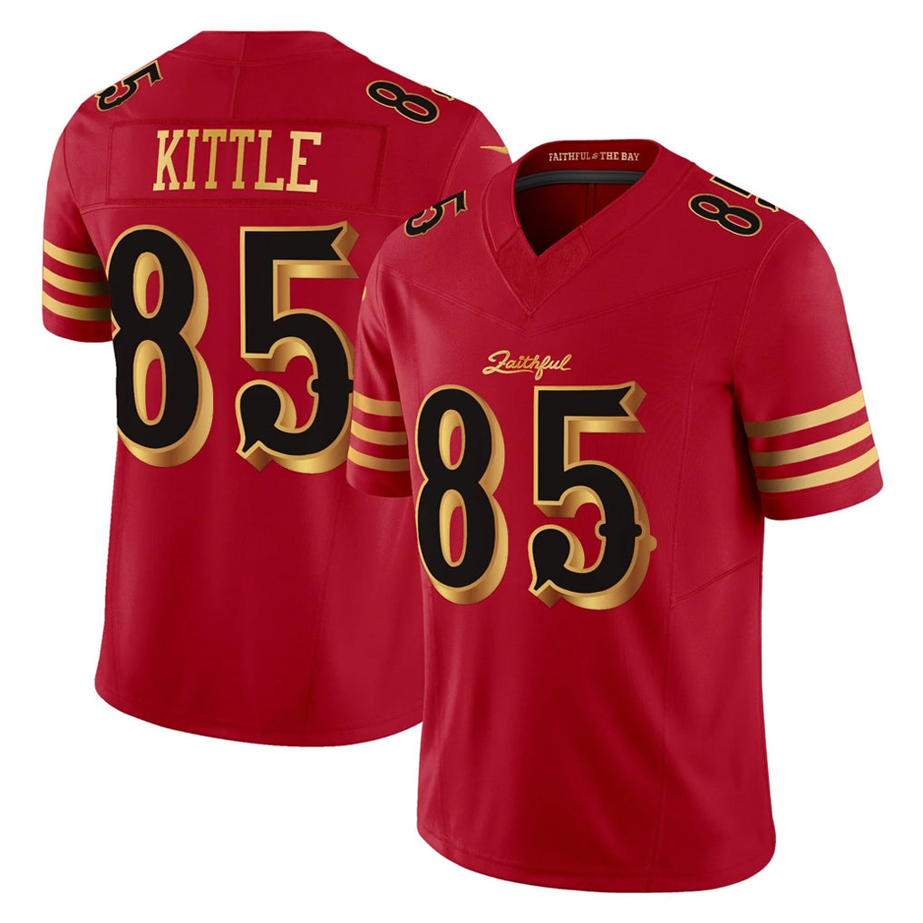 SF.49ers #85 George Kittle Player Red Rivalries Vapor Limited Home Game Ldoa Stitched Jerseys