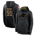 B.Bills #91 Ed Oliver Player Black Salute to Service Hoodies Stitched Jersey
