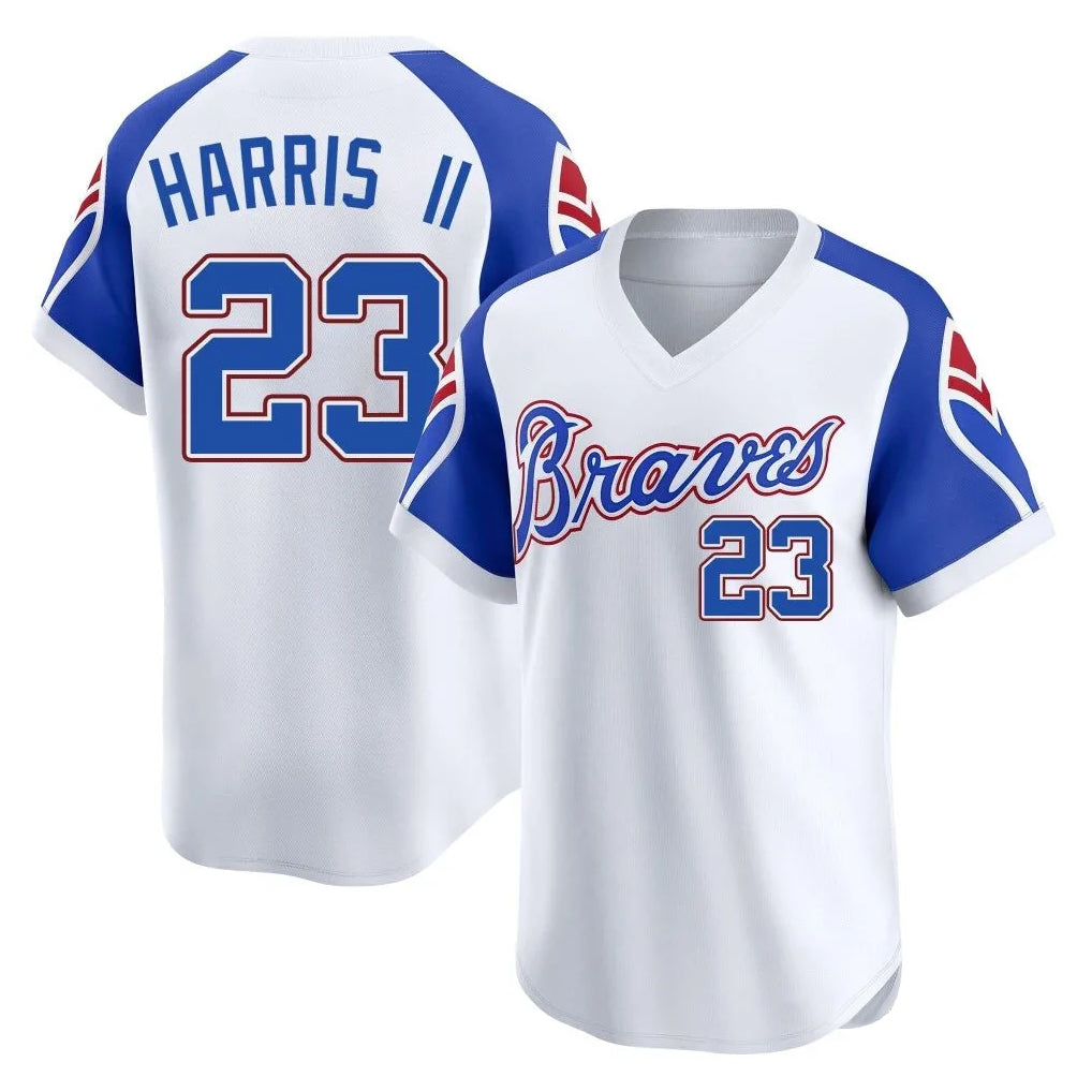 A.Braves #23 Michael Harris II Player White Throwback Cooperstown Collection T-shirt Game Ldoa Stitched Jerseys