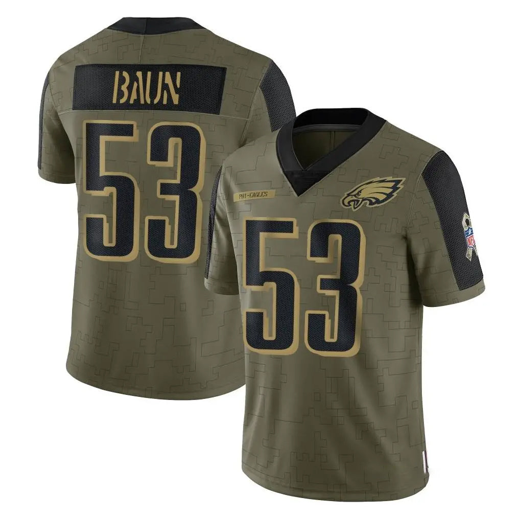P.Eagles #53 Zack Baun Player Olive Salute To Service Limited Game Ldoa Stitched Jerseys