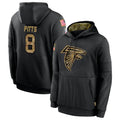 A.Falcons #8 Kyle Pitts Sr. Player Black Salute to Service Limited Black Hoodie Ldoa Stitched Jerseys