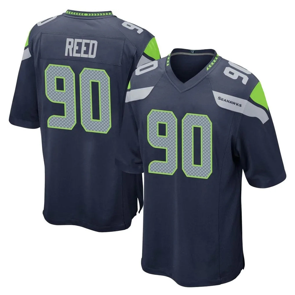 S.Seahawks #90 Jarran Reed Player Navy Home Game Ldoa Stitched Jerseys