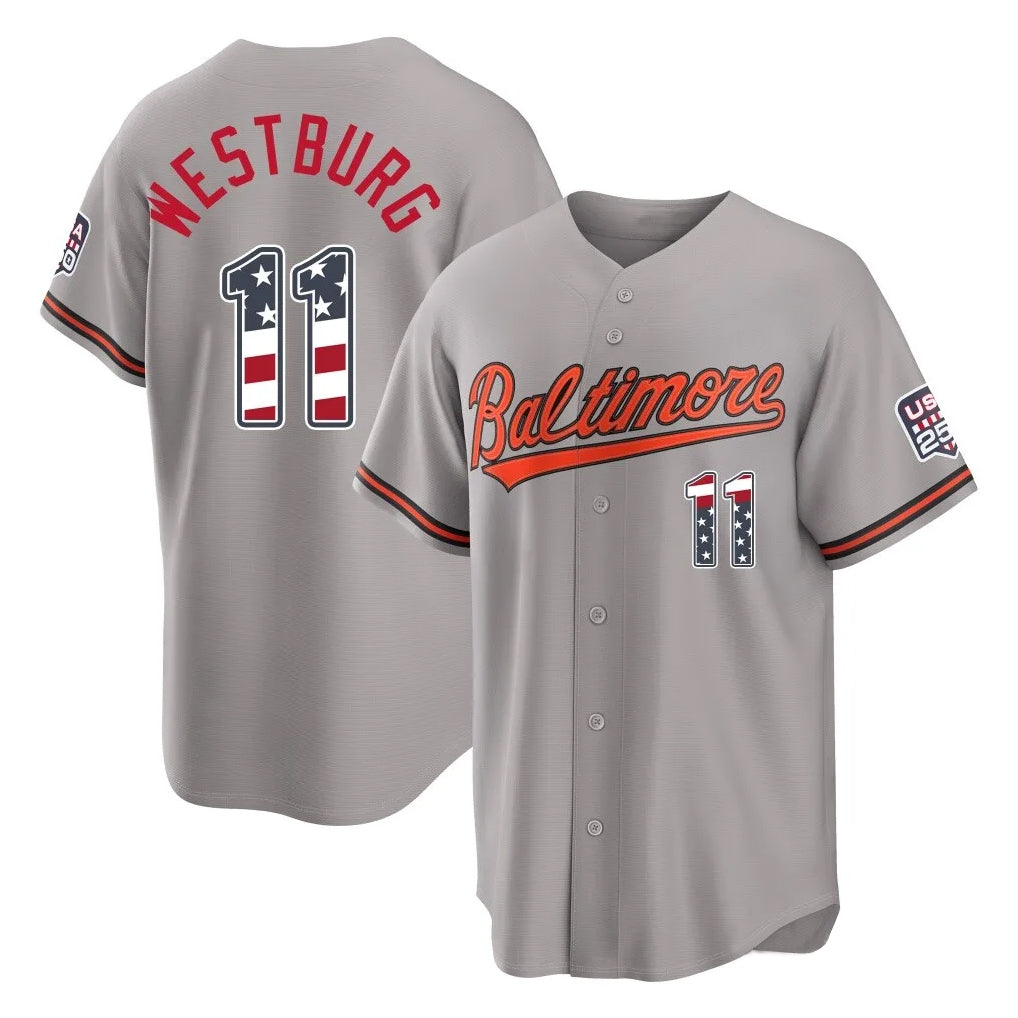 B.Orioles #11 Jordan Westburg Player Gray USA 250 Fourth of July Home Game Ldoa Stitched Jerseys
