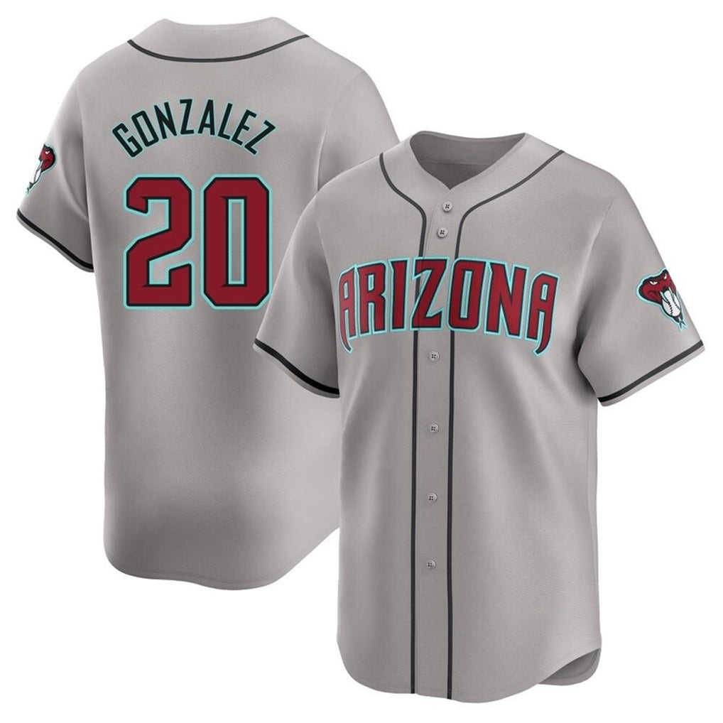 A.Diamondbacks #20 Luis Gonzalez Player Gray Road Limited Home Game Ldoa Stitched Jerseys
