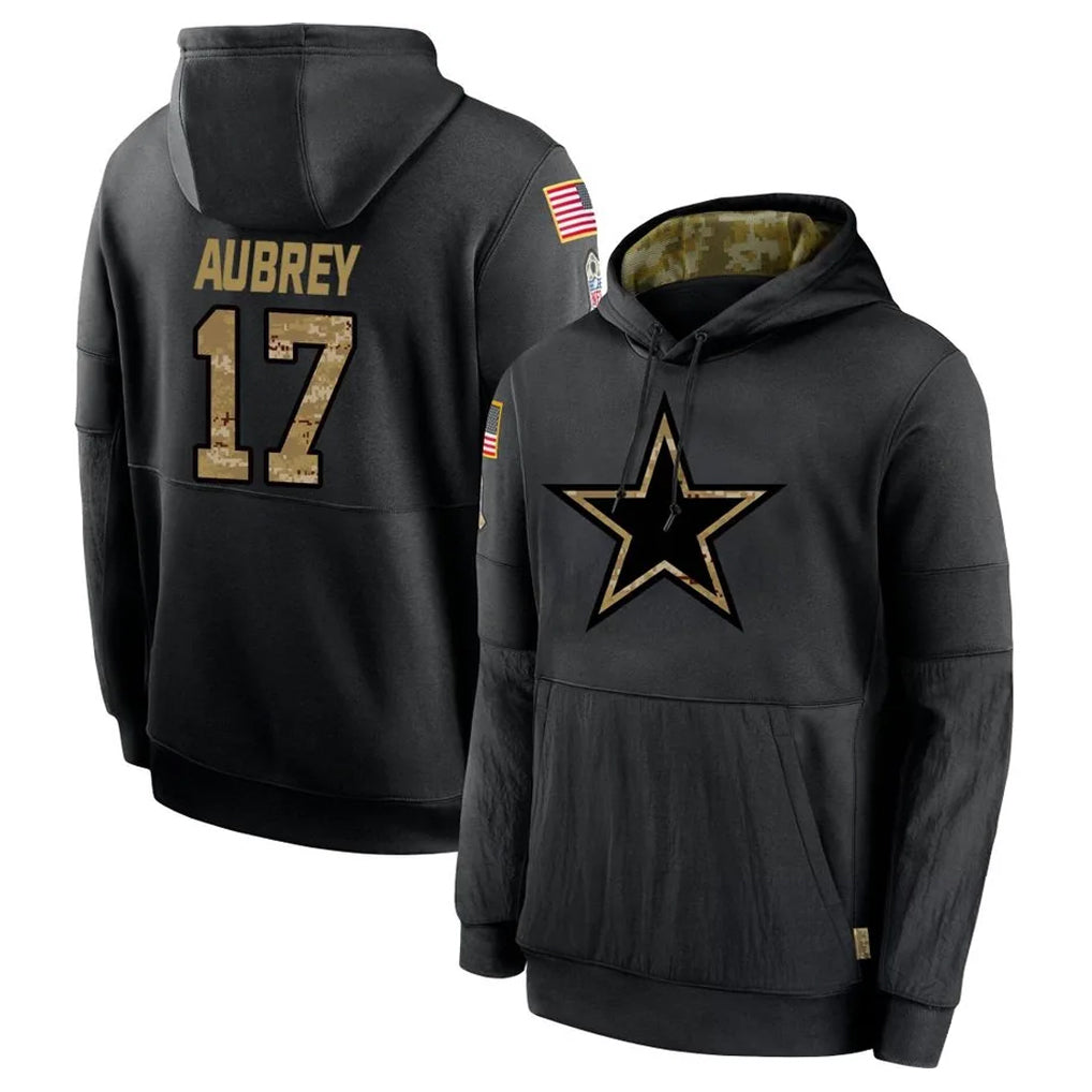 D.Cowboys #17 Brandon Aubrey Player Black Salute to Service Pullover Hoodies Limited Ldoa Stitched Jerseys