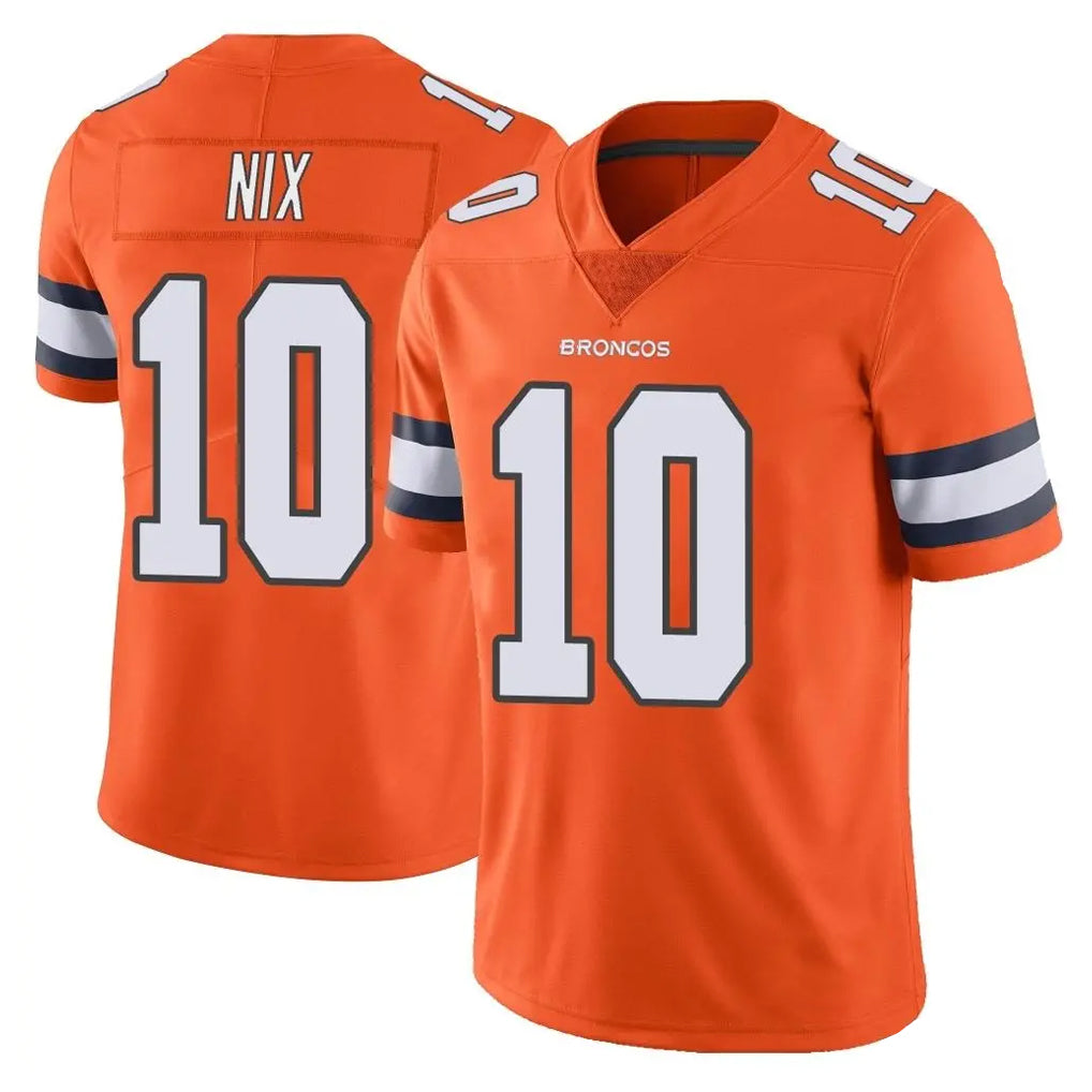 D.Broncos #10 Bo Nix Player Orange Vapor Untouchable Limited Home Game Ldoa Stitched Jerseys
