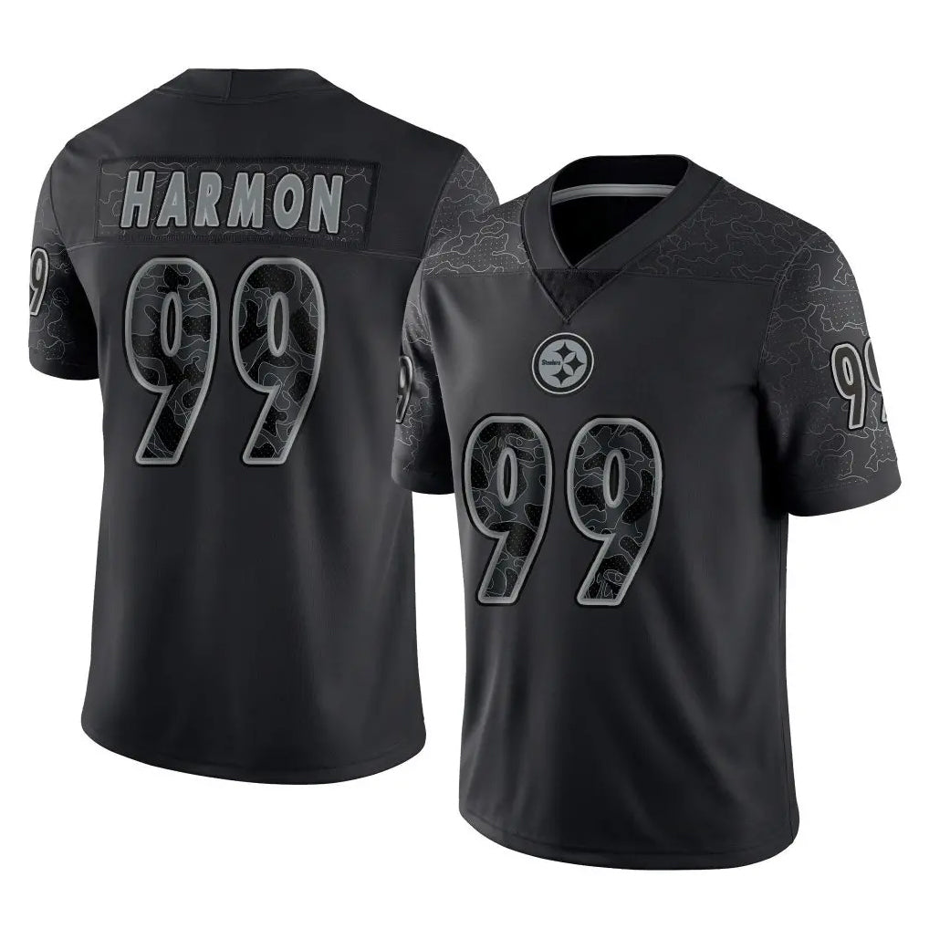 P.Steelers #99 Derrick Harmon Player Black Reflective Limited Home Game Ldoa Stitched Jerseys