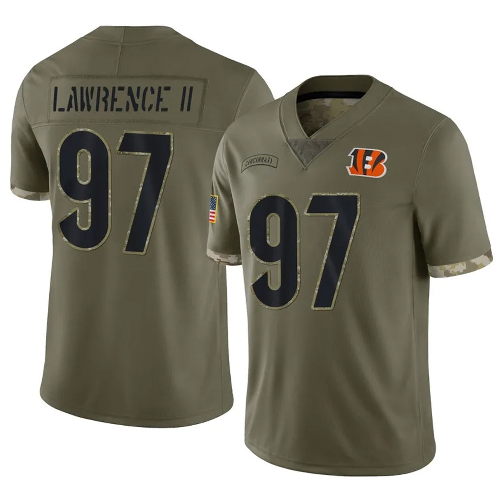 C.Bengals #97 Dexter Lawrence II Player Olive Salute to Service Limited Game Ldoa Stitched Jerseys