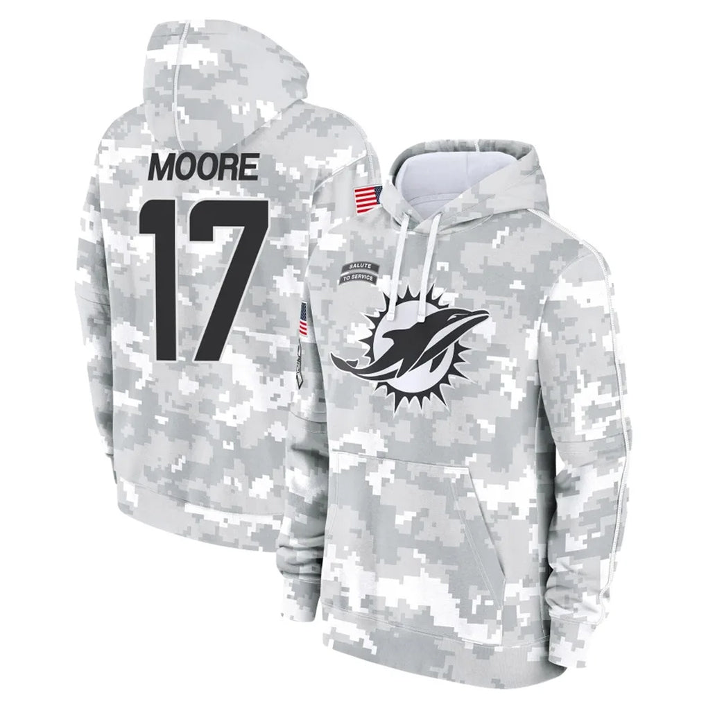 M.Dolphins #17 Trey Moore Player Arctic Camo Salute to Service Hoodies Limited Game Ldoa Stitched Jerseys