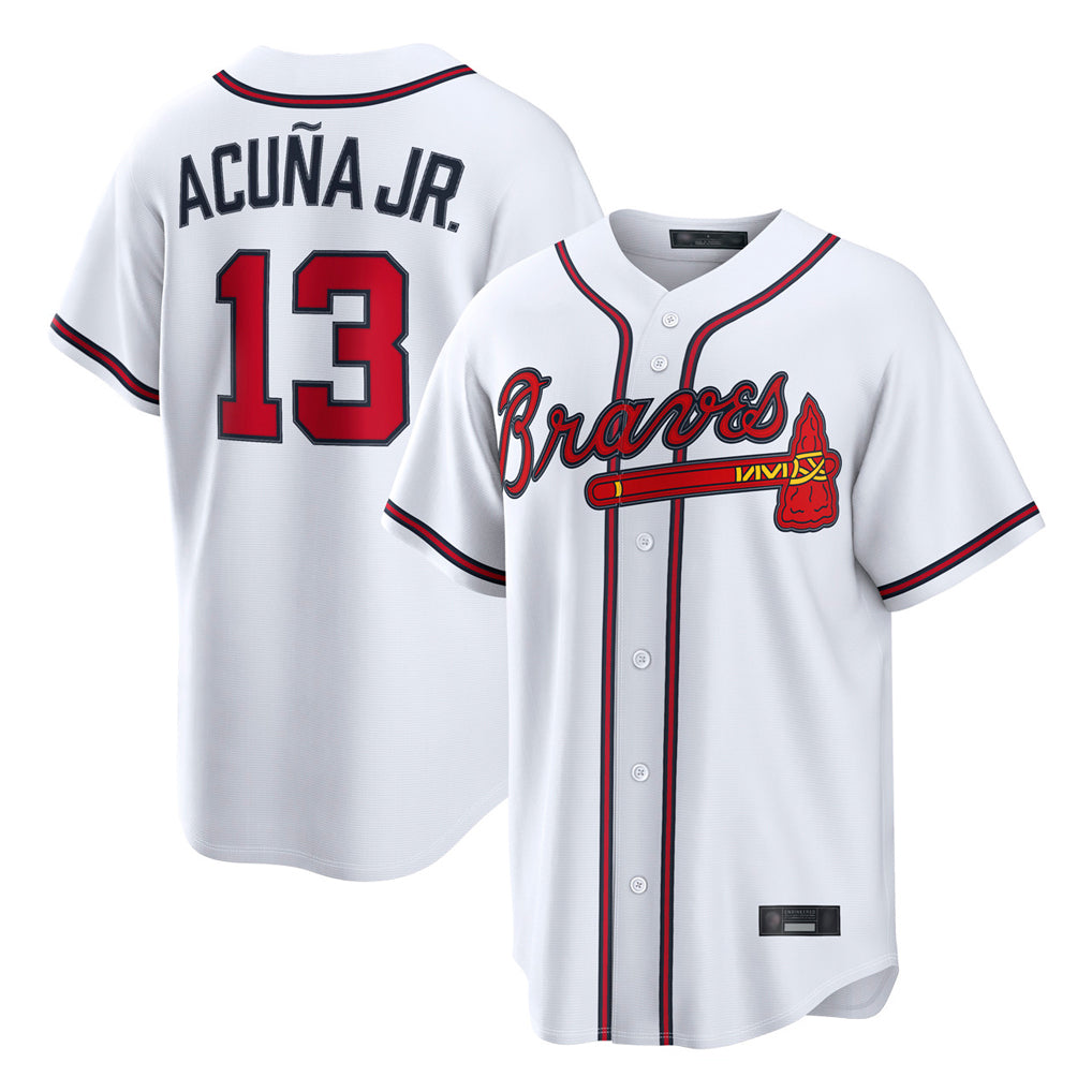 A.Braves #13 Ronald Acuna Jr Player White Home Game Ldoa Stitched Jerseys