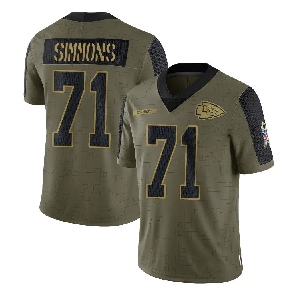 KC.Chiefs #71 Josh Simmons Player Olive Salute To Service Limited Game Ldoa Stitched Jerseys