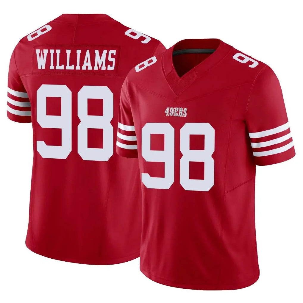 SF.49ers #98 Mykel Williams Player Red Limited Vapor F.U.S.E. Home Game Ldoa Stitched Jerseys