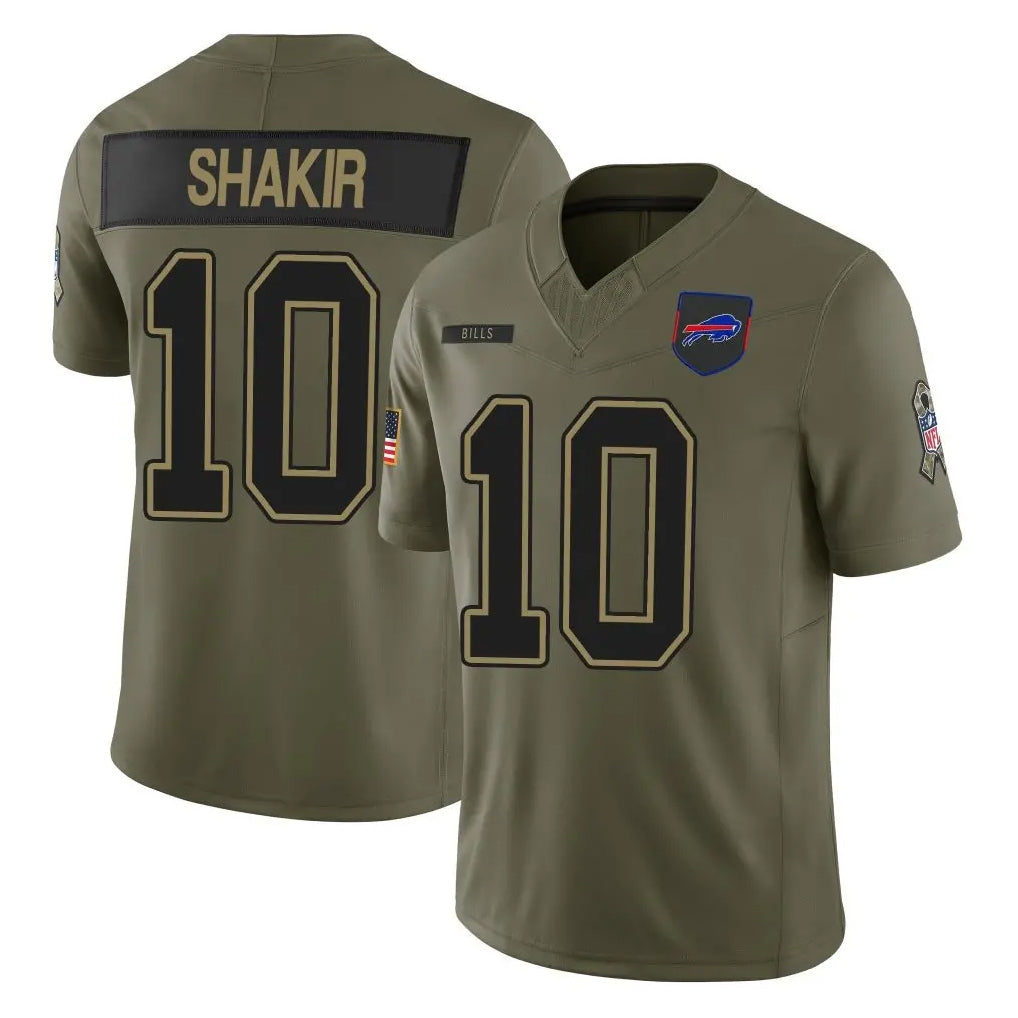 B.Bills #10 Khalil Shakir Player Olive Salute to Service Limited Home Game Ldoa Stitched Jerseys