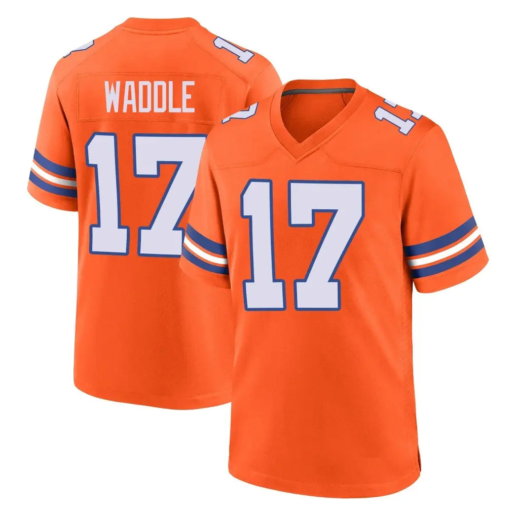 D.Broncos #17 Jaylen Waddle Player Orange Alternate Collection Throwback Game Ldoa Stitched Jerseys