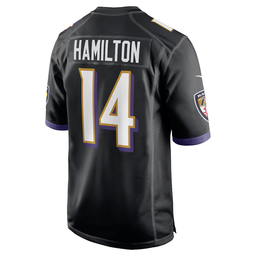 B.Ravens #14 Kyle Hamilton Player Black Alternate Home Game Ldoa Stitched Jerseys